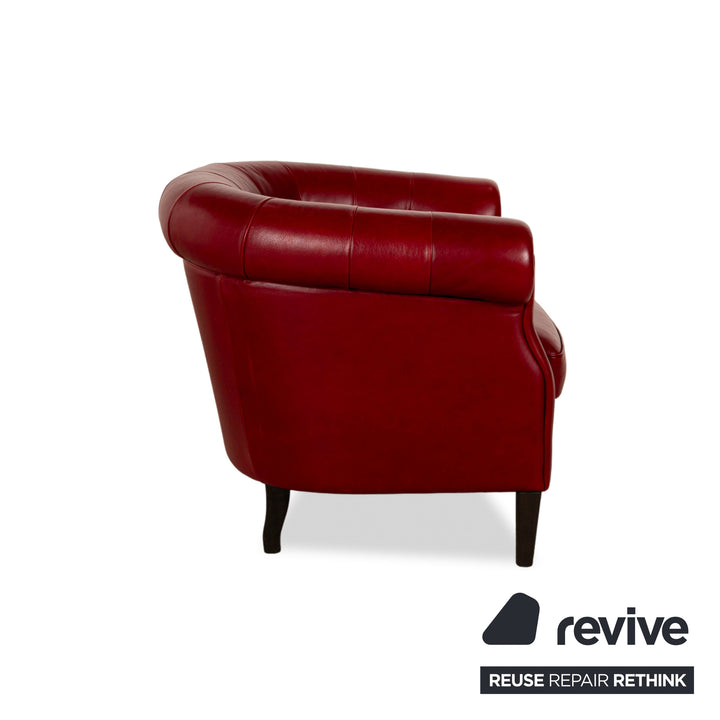 Natuzzi Leather Armchair Red Chesterfield