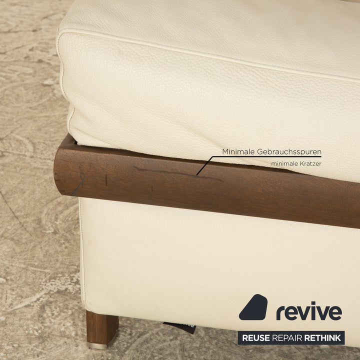 Natuzzi Leather Sofa Cream Three Seater Couch Wood