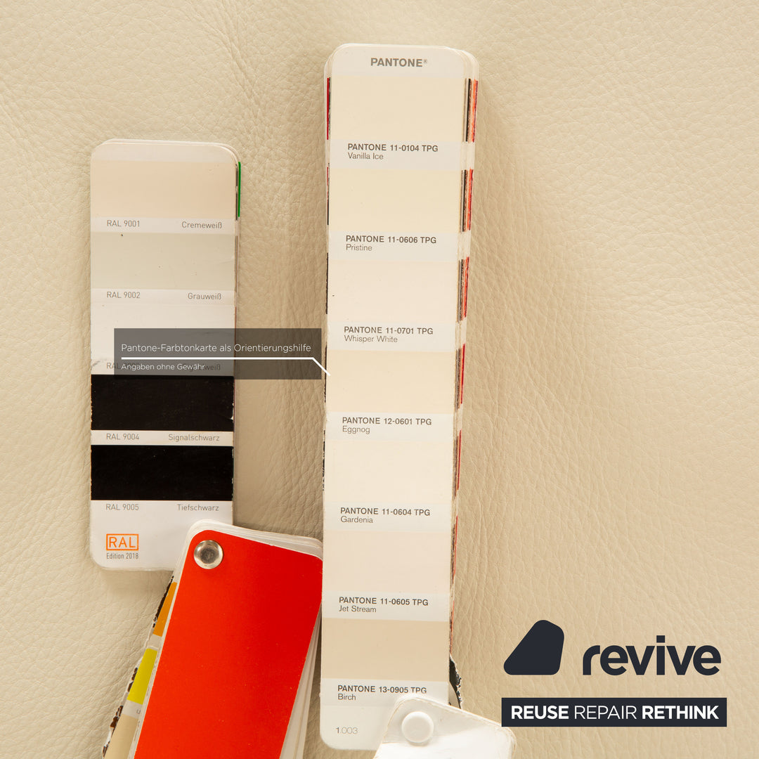 Natuzzi Leder Sofa Creme Dreisitzer Couch Holz