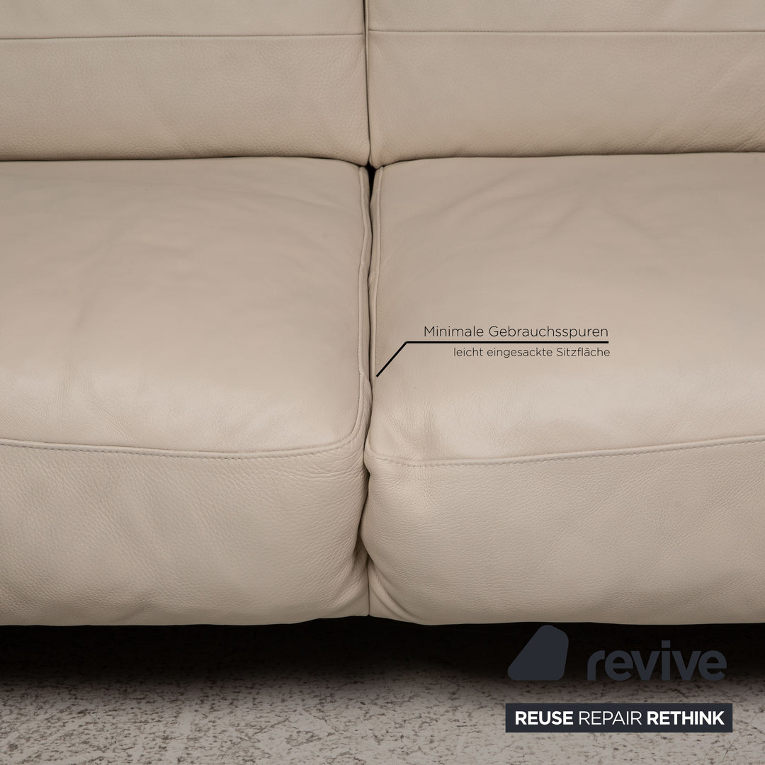 Natuzzi Leder Sofa Creme Zweisitzer Couch