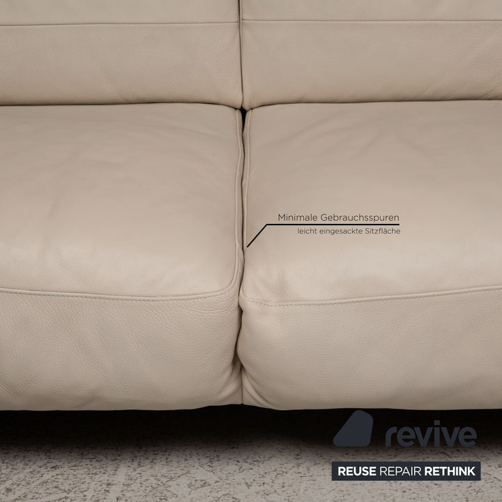 Natuzzi Leder Sofa Creme Zweisitzer Couch