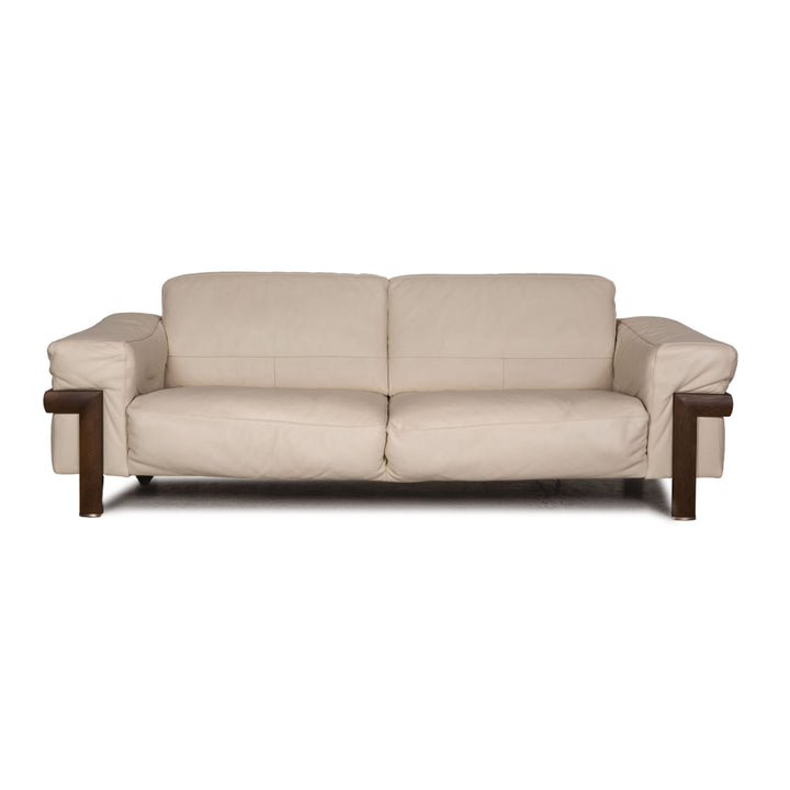 Natuzzi Leder Sofa Creme Zweisitzer Couch