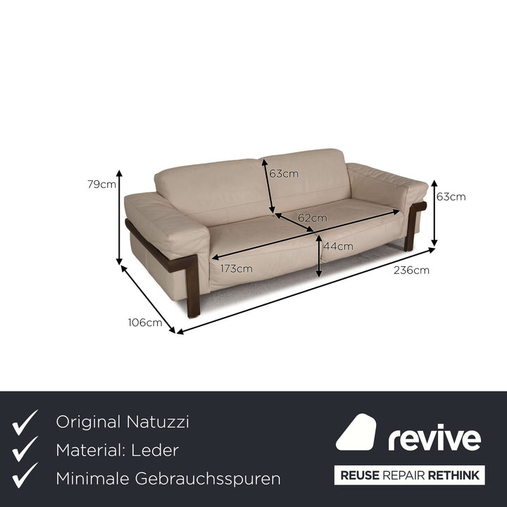 Natuzzi Leder Sofa Creme Zweisitzer Couch