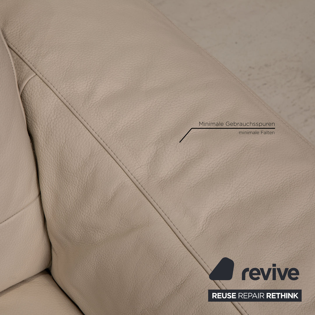 Natuzzi Leder Sofa Creme Zweisitzer Couch