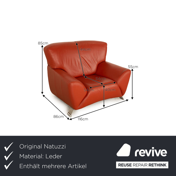 Natuzzi Leder Sofa Garnitur Hocker Sessel Zweisitzer Orange Sofa Couch