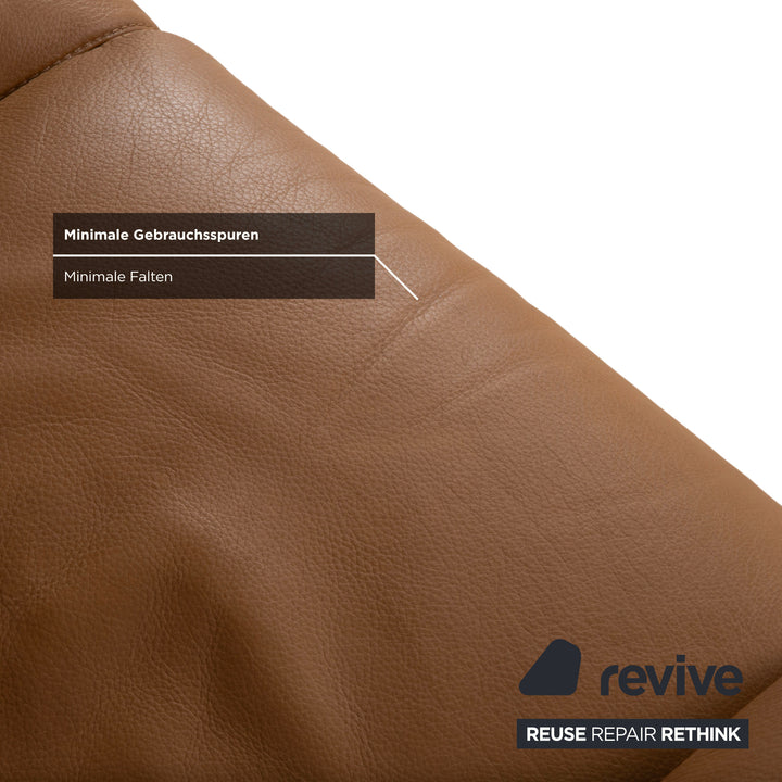 Natuzzi Leather Two-seater Brown Cognac Sofa Couch