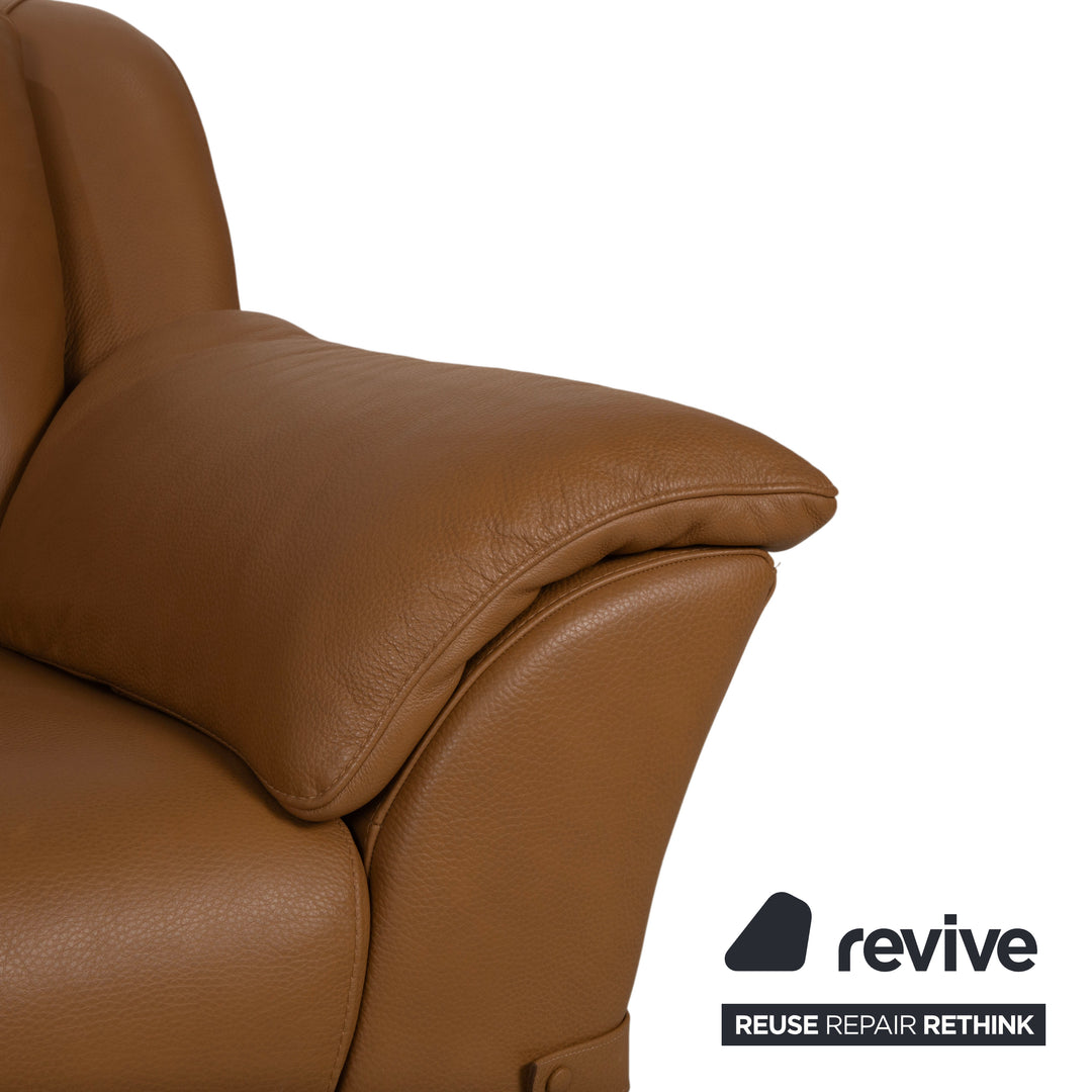 Natuzzi Leather Two-seater Brown Cognac Sofa Couch
