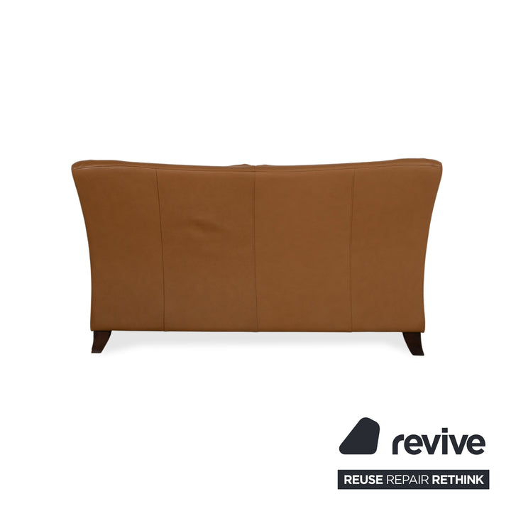 Natuzzi Leather Two-seater Brown Cognac Sofa Couch