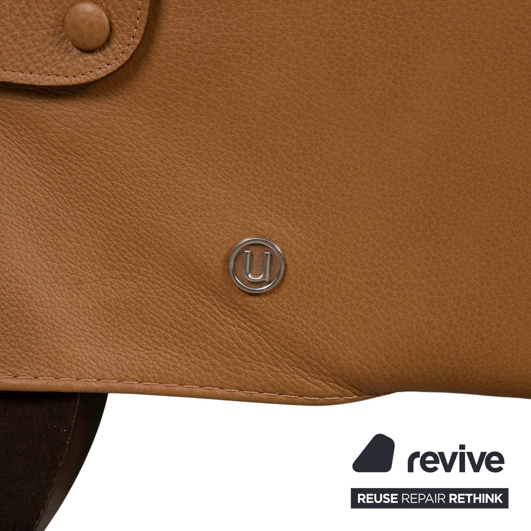 Natuzzi Leather Two-seater Brown Cognac Sofa Couch