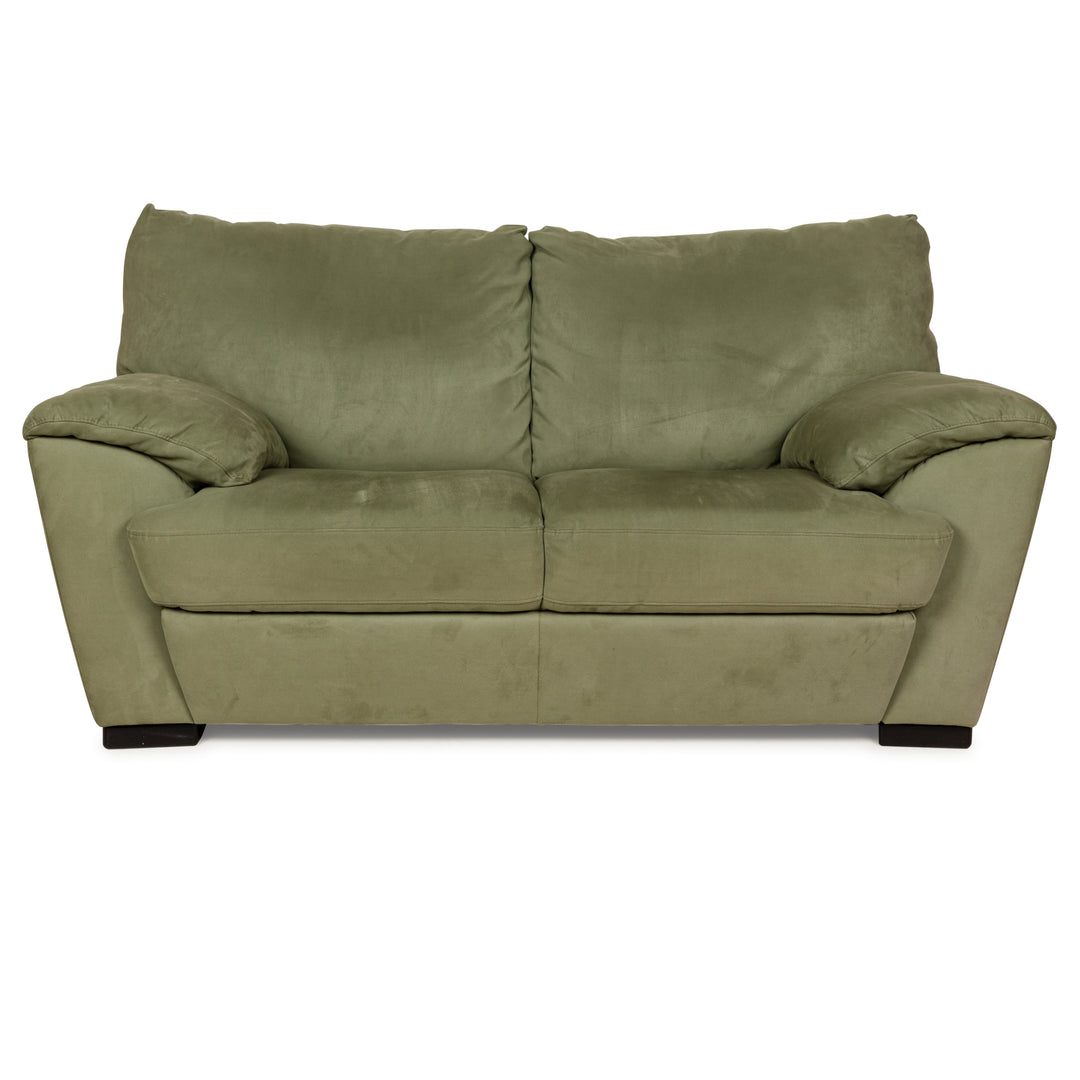 Natuzzi Leder Zweisitzer Grün Sofa Couch