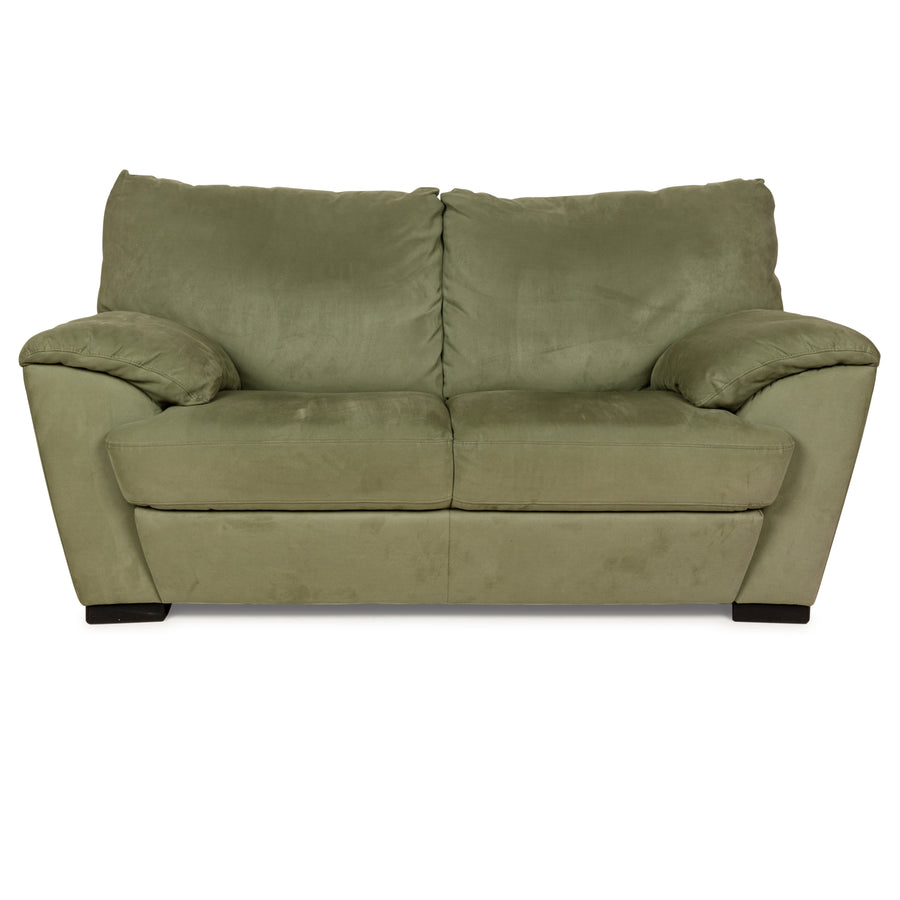 Natuzzi Leather Two-Seater Green Sofa Couch