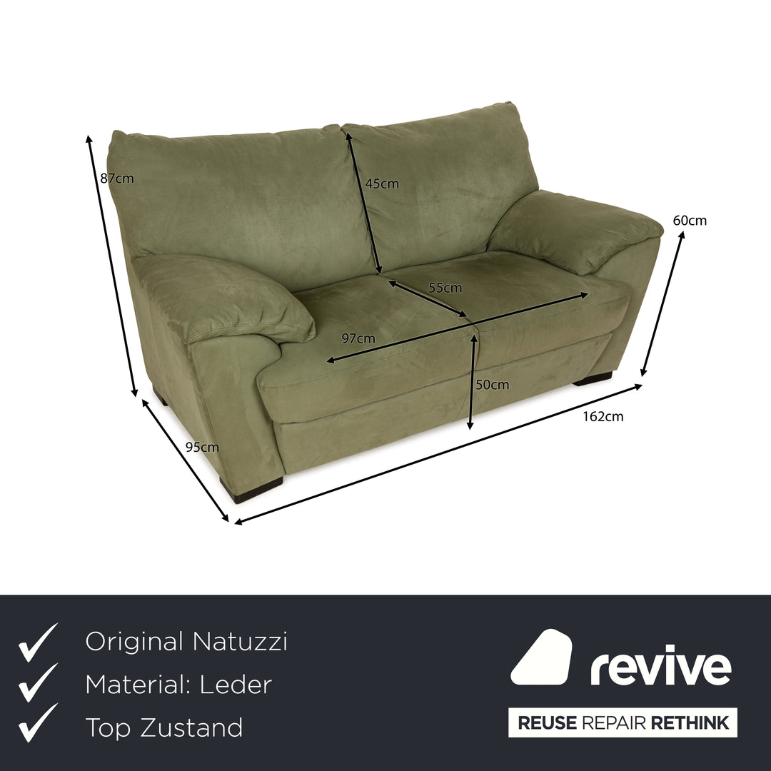 Natuzzi Leder Zweisitzer Grün Sofa Couch