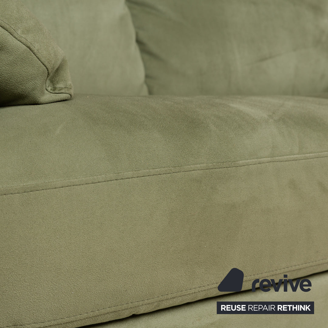 Natuzzi Leder Zweisitzer Grün Sofa Couch