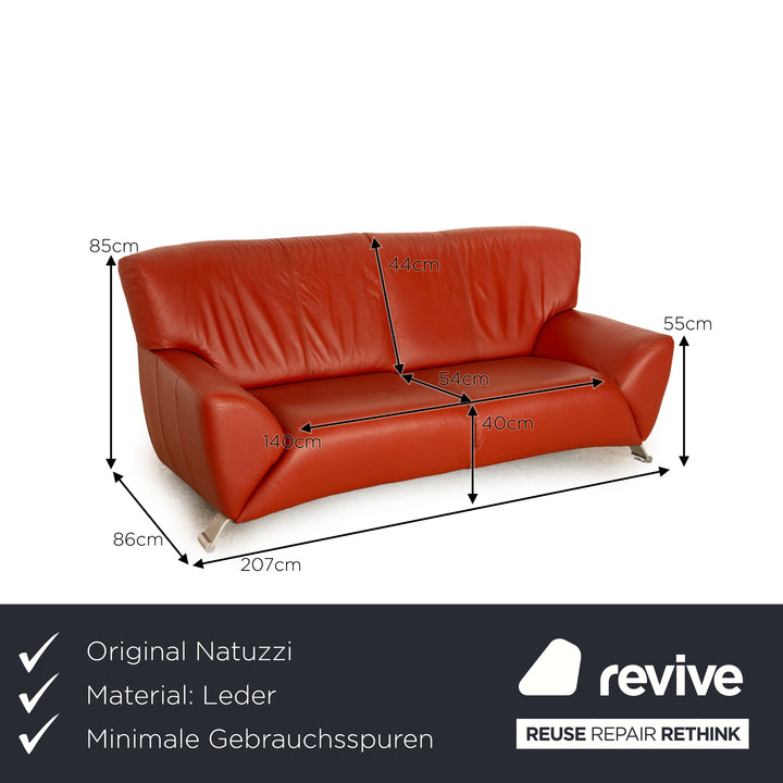Natuzzi Leder Zweisitzer Orange Sofa Couch