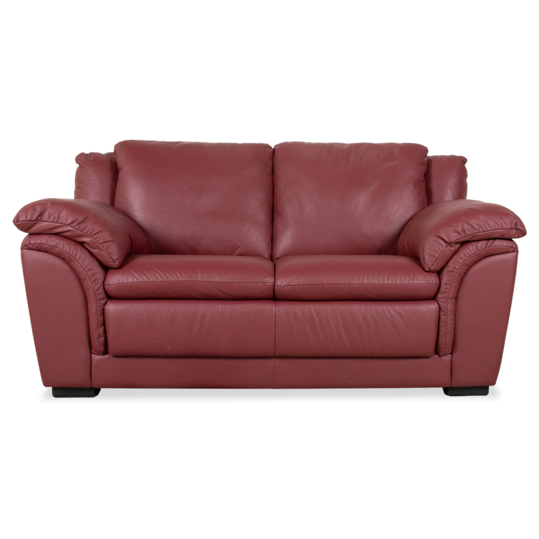 Natuzzi Leder Zweisitzer Rot Sofa Couch