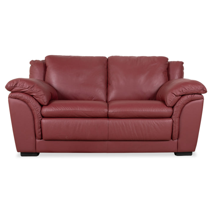 Natuzzi Leder Zweisitzer Rot Sofa Couch