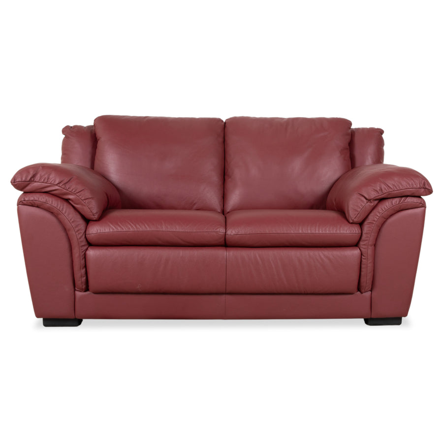 Natuzzi Leder Zweisitzer Rot Sofa Couch