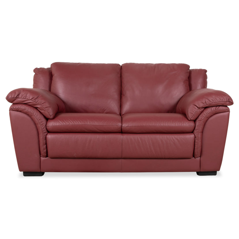 Natuzzi Leder Zweisitzer Rot Sofa Couch