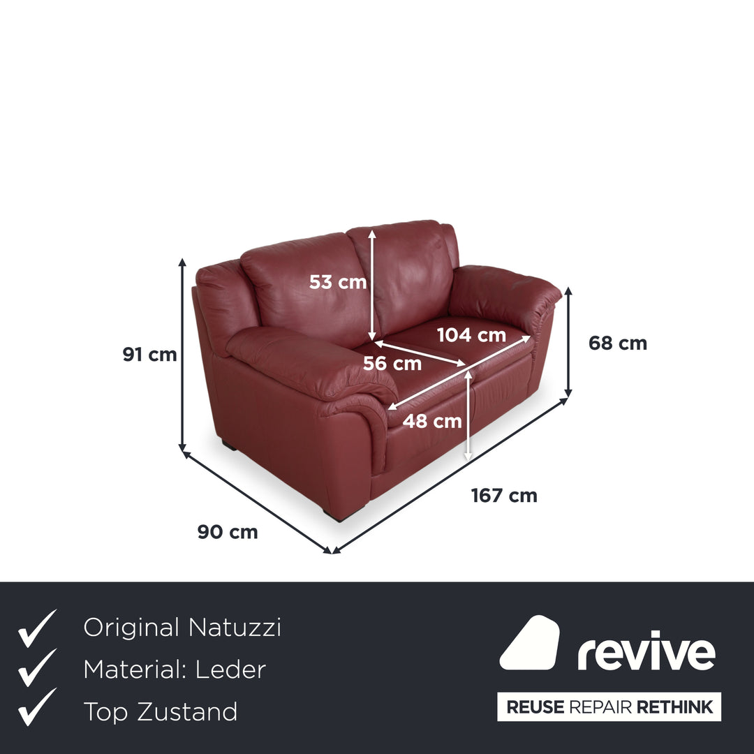 Natuzzi Leder Zweisitzer Rot Sofa Couch