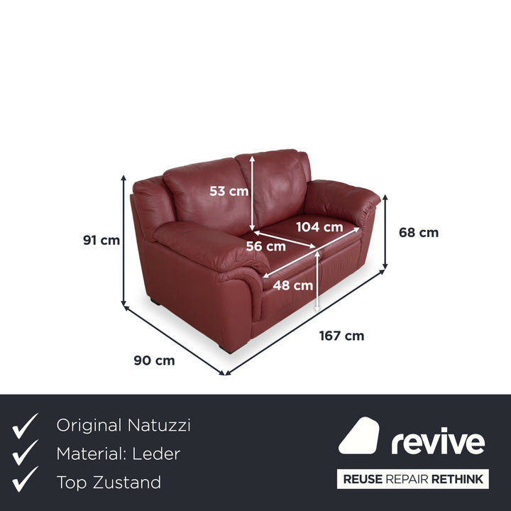 Natuzzi Leder Zweisitzer Rot Sofa Couch
