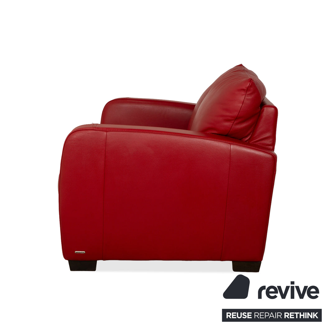 Canapé deux places en cuir rouge Natuzzi