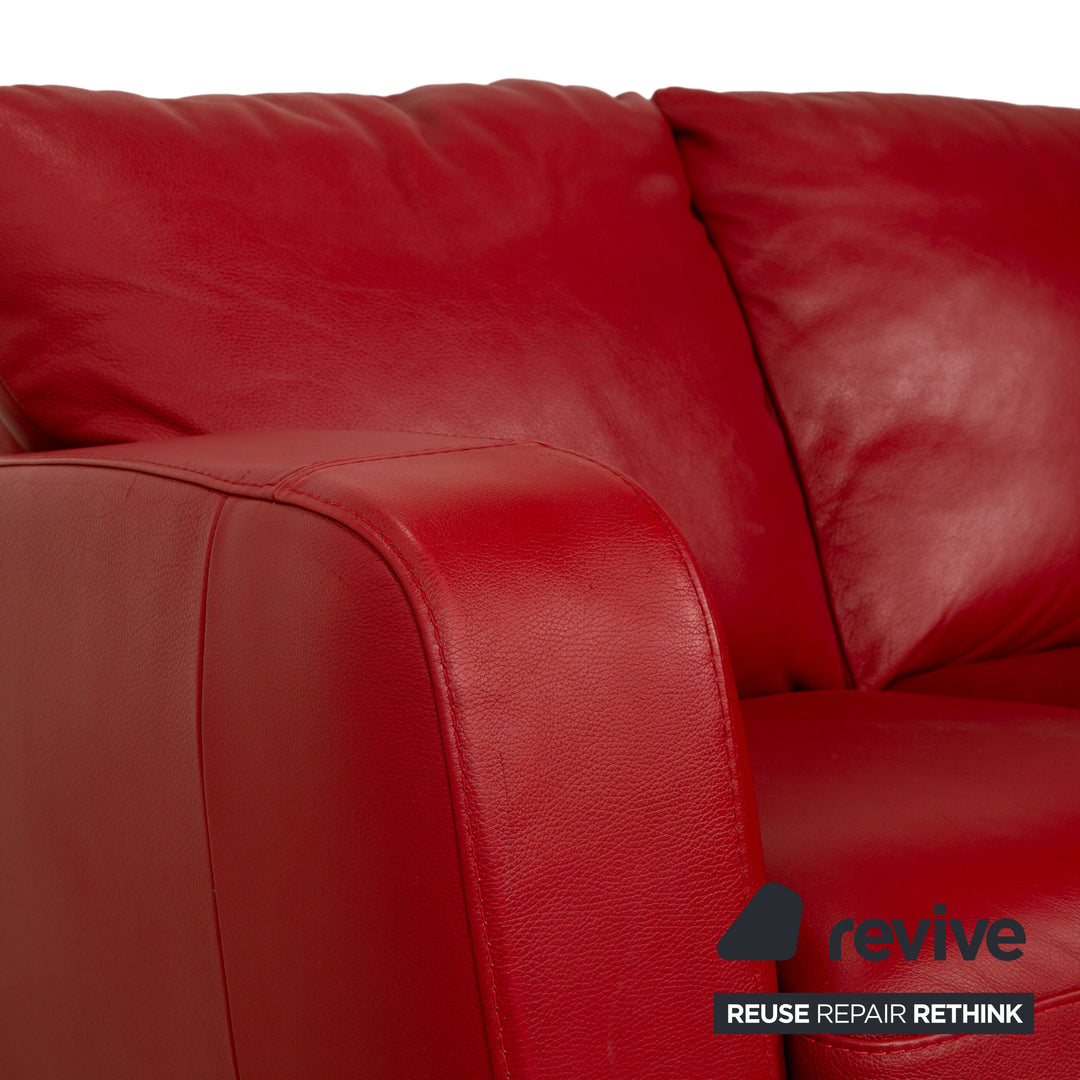 Canapé deux places en cuir rouge Natuzzi
