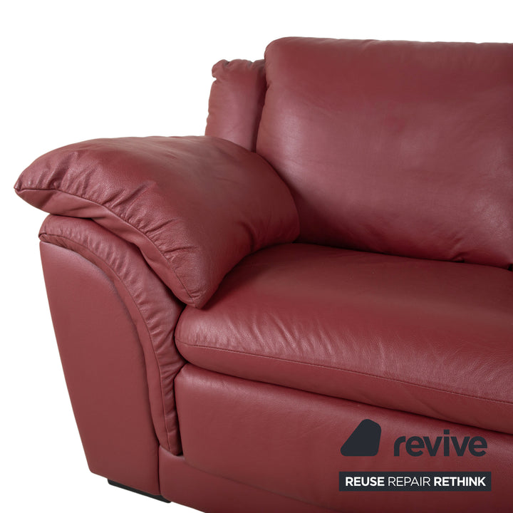 Natuzzi Leder Zweisitzer Rot Sofa Couch