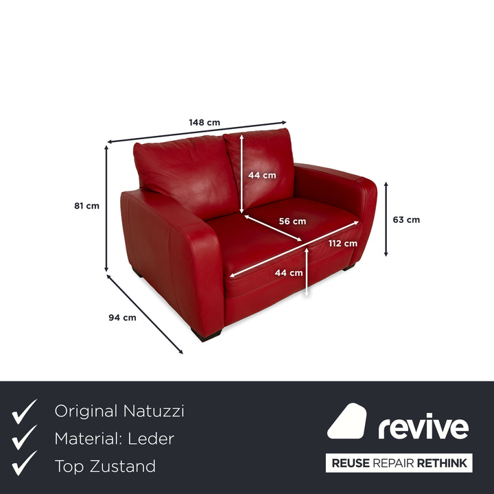 Canapé deux places en cuir rouge Natuzzi