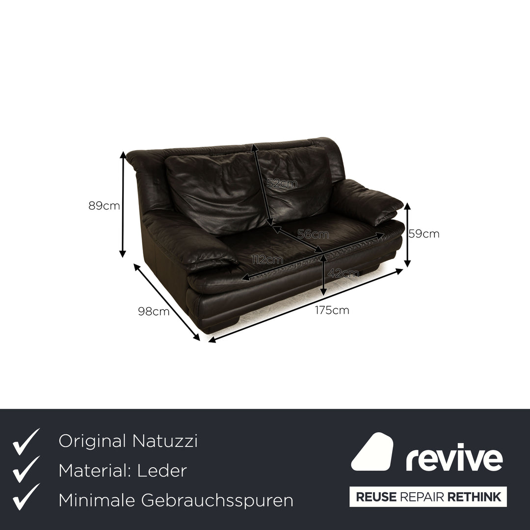 Natuzzi Leder Zweisitzer Schwarz Sofa Couch
