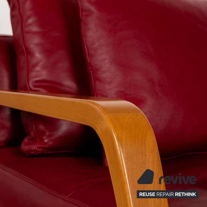 Natuzzi Osaka Leather Lounger Red