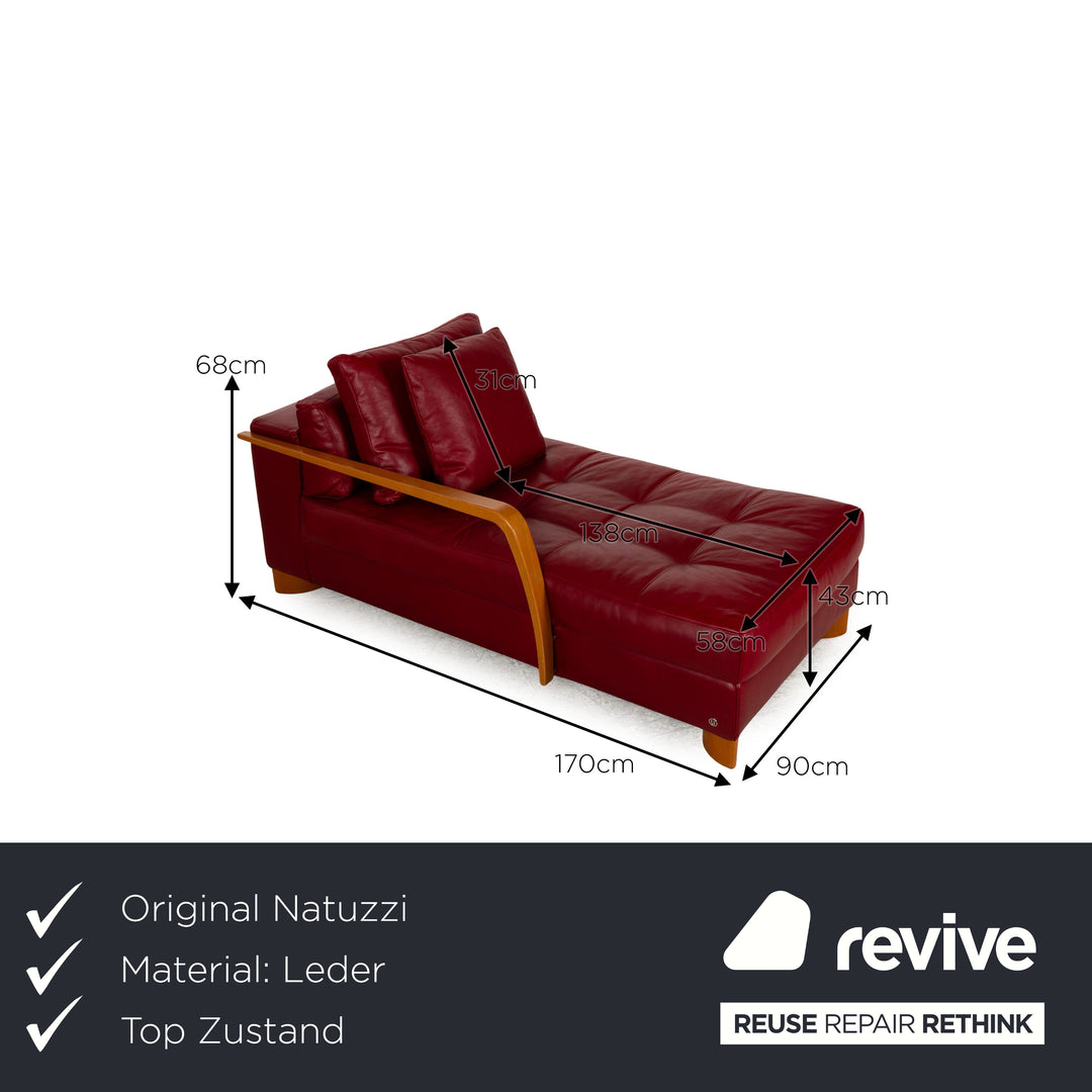 Natuzzi Osaka Leather Lounger Red