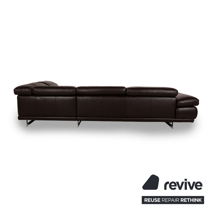 Natuzzi Preludio Leather Corner Sofa Brown Manual Function Sofa Couch Recamiere Right