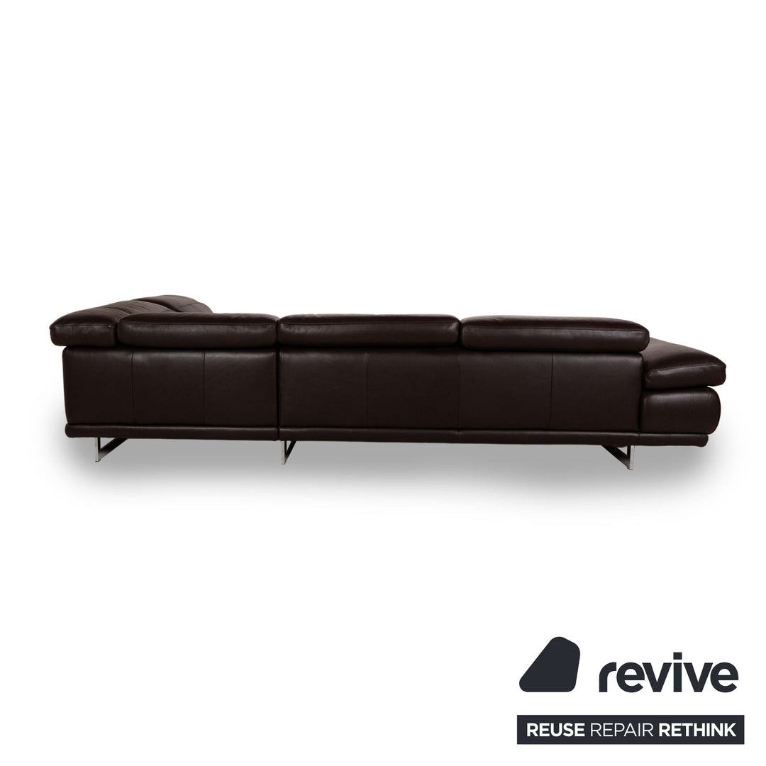 Natuzzi Preludio Leder Ecksofa Braun manuelle Funktion Sofa Couch Recamiere rechts