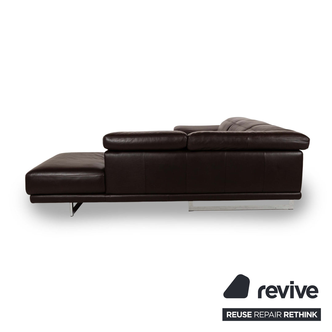 Natuzzi Preludio Leather Corner Sofa Brown Manual Function Sofa Couch Recamiere Right