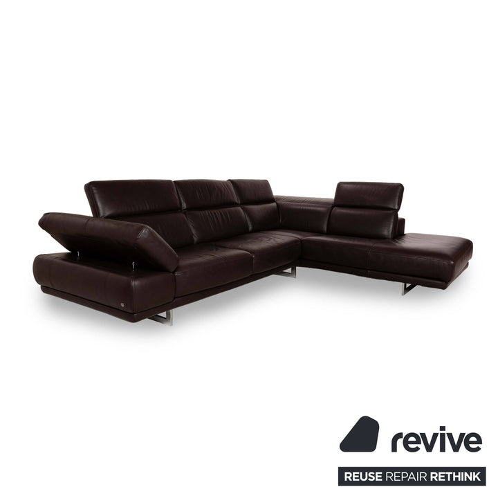 Natuzzi Preludio Leder Ecksofa Braun manuelle Funktion Sofa Couch Recamiere rechts