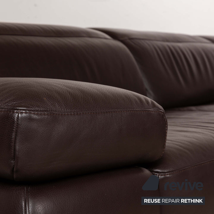 Natuzzi Preludio Leather Corner Sofa Brown Manual Function Sofa Couch Recamiere Right