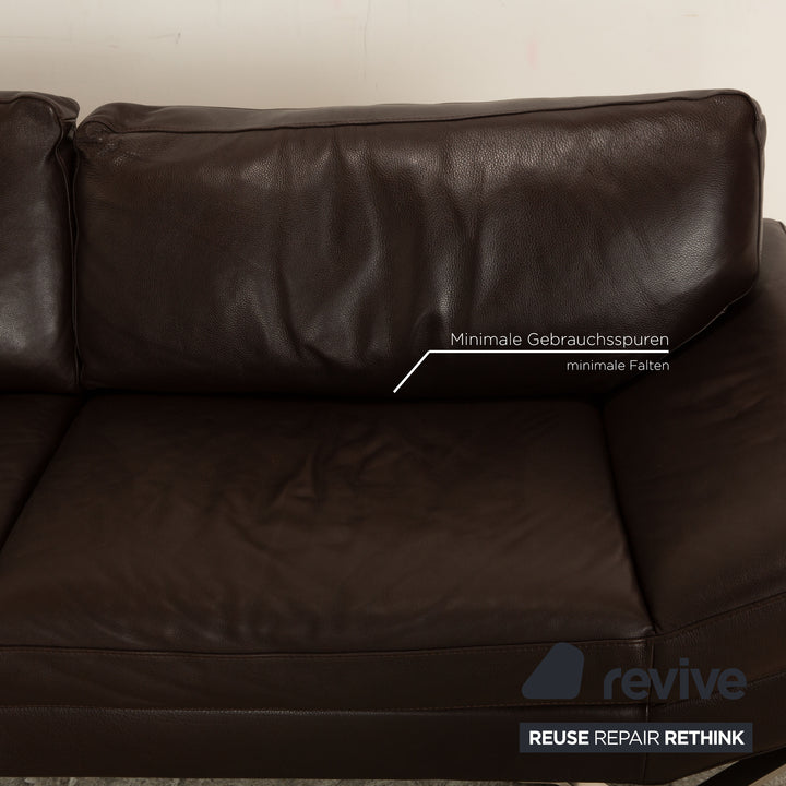 Natuzzi Relevé Leather Corner Sofa Dark Brown Recamiere Left Sofa Couch