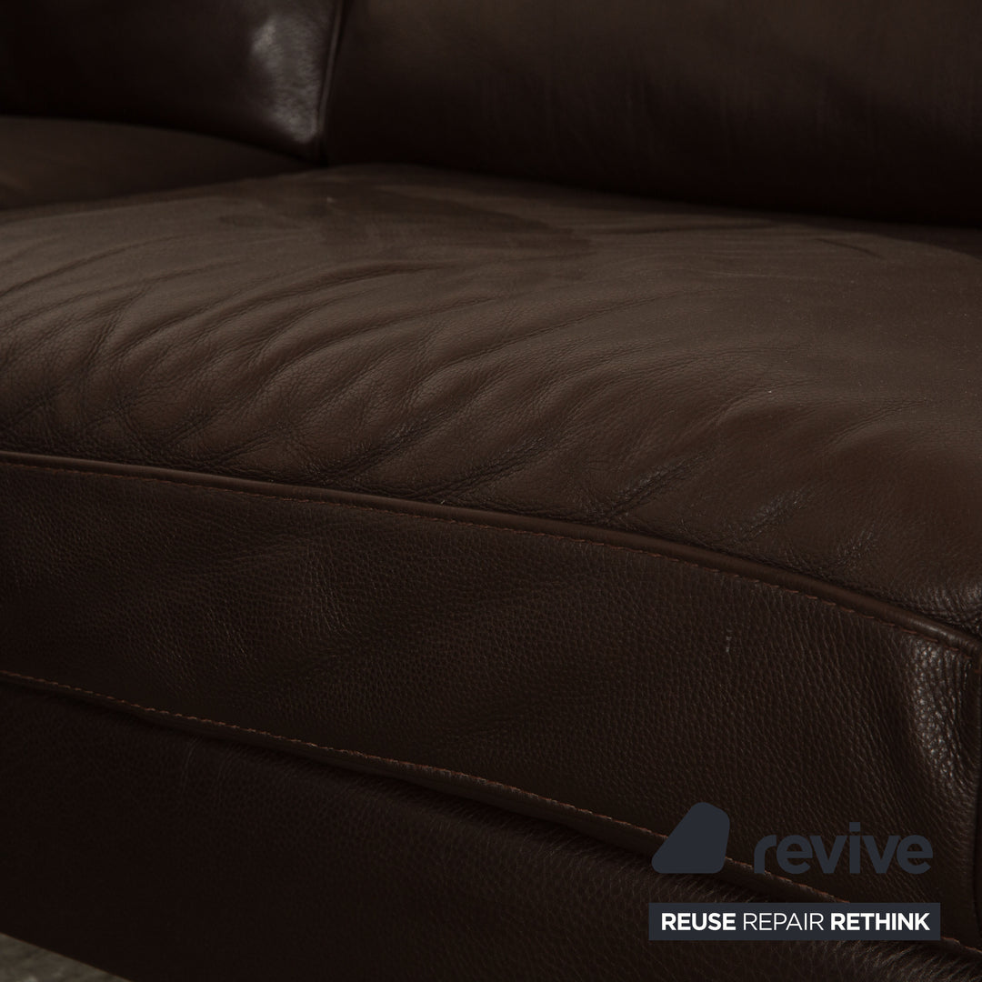 Natuzzi Relevé Leather Corner Sofa Dark Brown Recamiere Left Sofa Couch