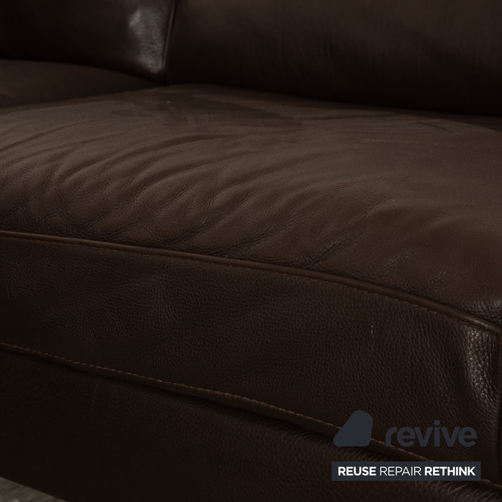 Natuzzi Relevé Leather Corner Sofa Dark Brown Recamiere Left Sofa Couch