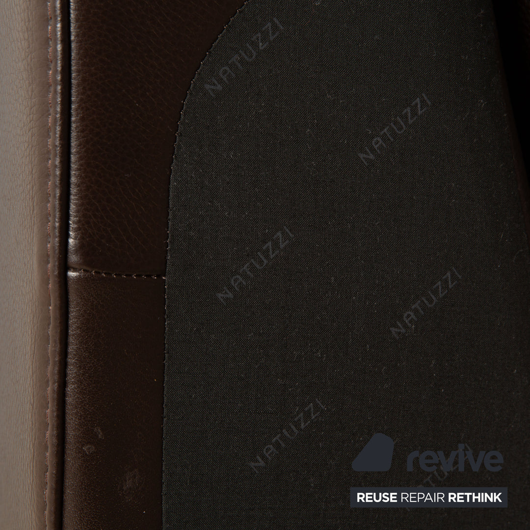 Natuzzi Relevé Leather Corner Sofa Dark Brown Recamiere Left Sofa Couch
