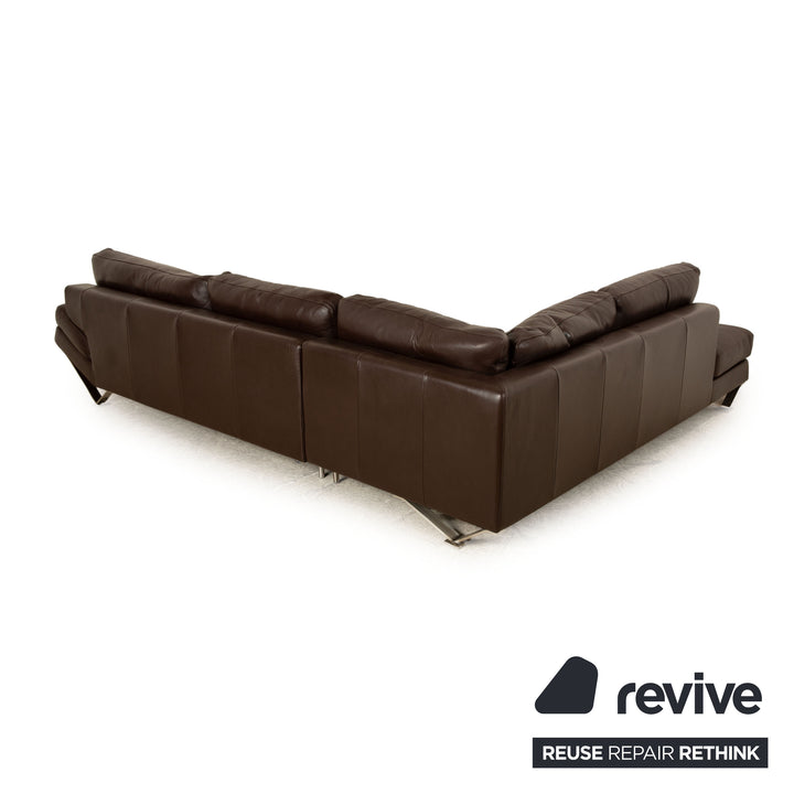 Natuzzi Relevé Leather Corner Sofa Dark Brown Recamiere Left Sofa Couch