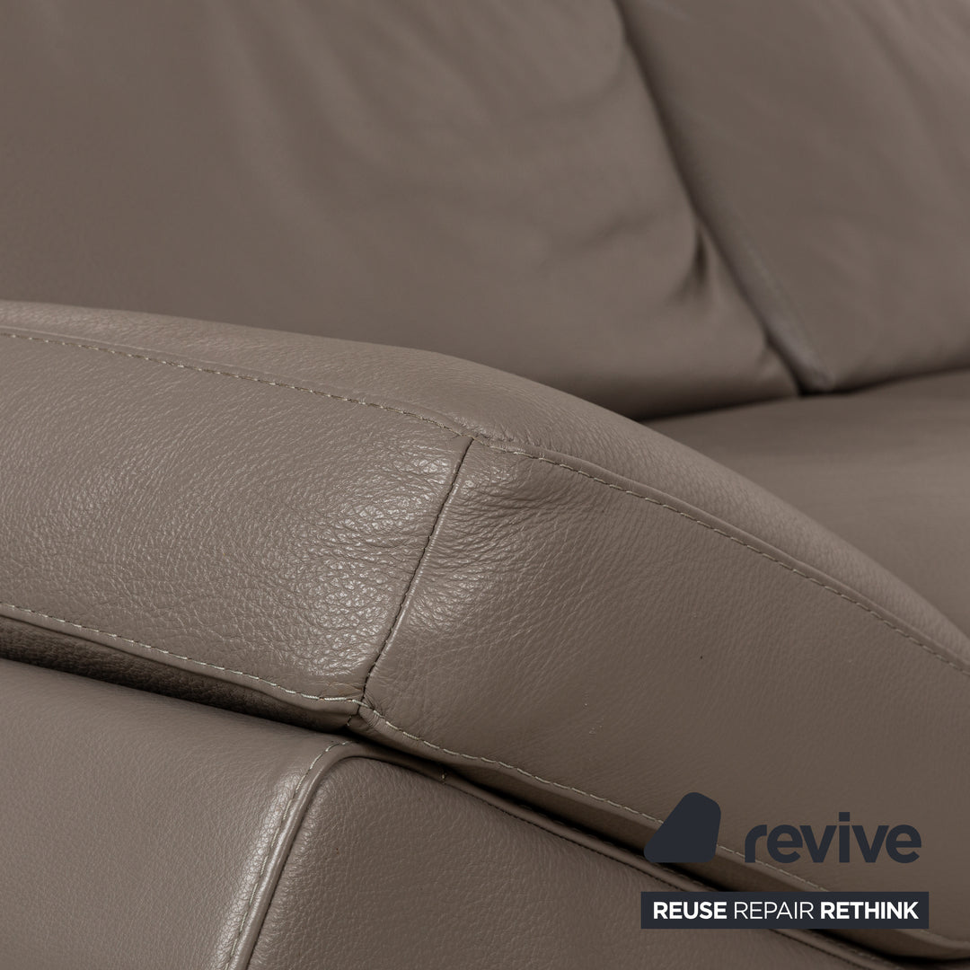 Natuzzi Relevé Leather Corner Sofa Grey Sofa Couch