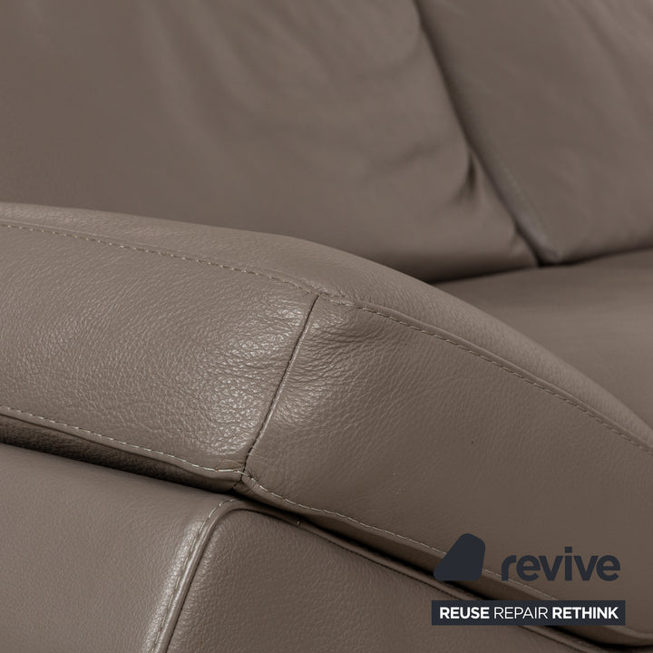 Natuzzi Relevé Leather Corner Sofa Grey Sofa Couch