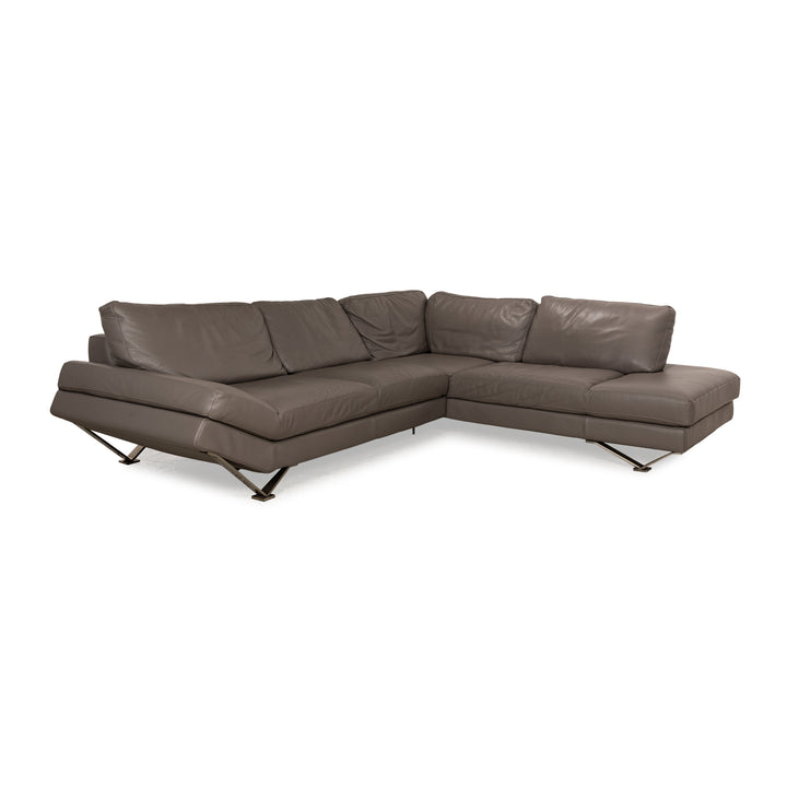 Natuzzi Relevé Leather Corner Sofa Grey Sofa Couch