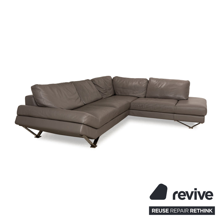 Natuzzi Relevé Leather Corner Sofa Grey Sofa Couch