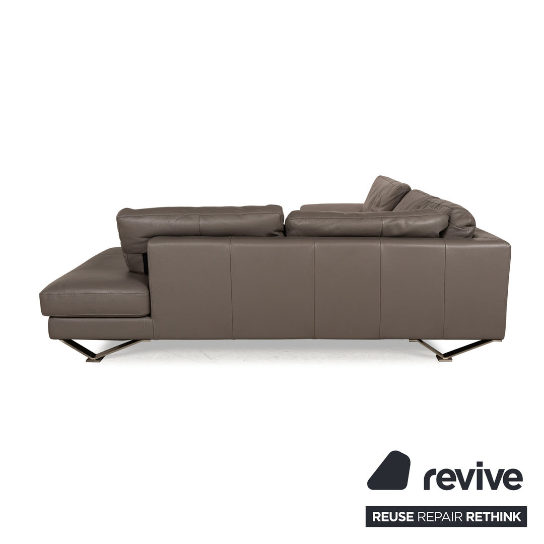 Natuzzi Relevé Leather Corner Sofa Grey Sofa Couch