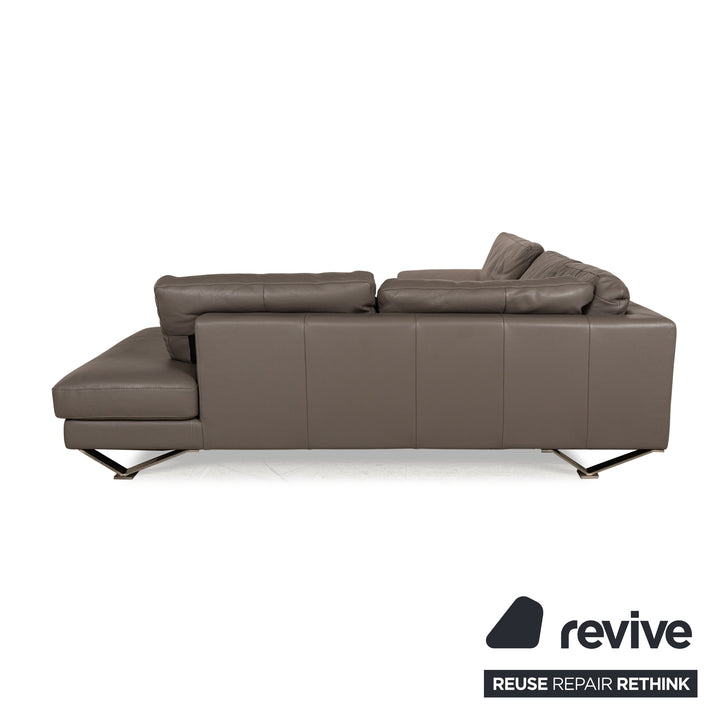 Natuzzi Relevé Leather Corner Sofa Grey Sofa Couch