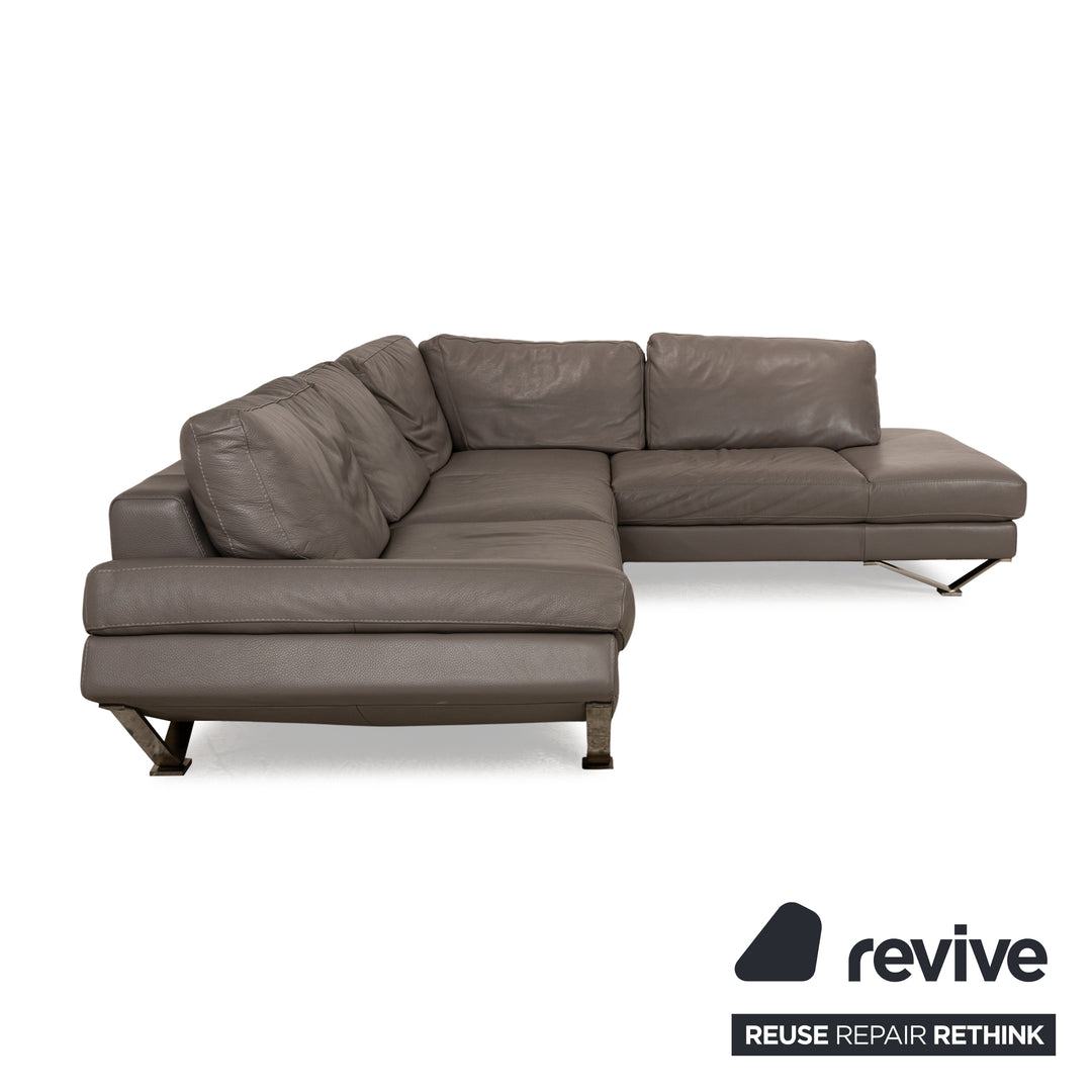 Natuzzi Relevé Leather Corner Sofa Grey Sofa Couch