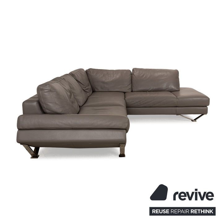 Natuzzi Relevé Leather Corner Sofa Grey Sofa Couch