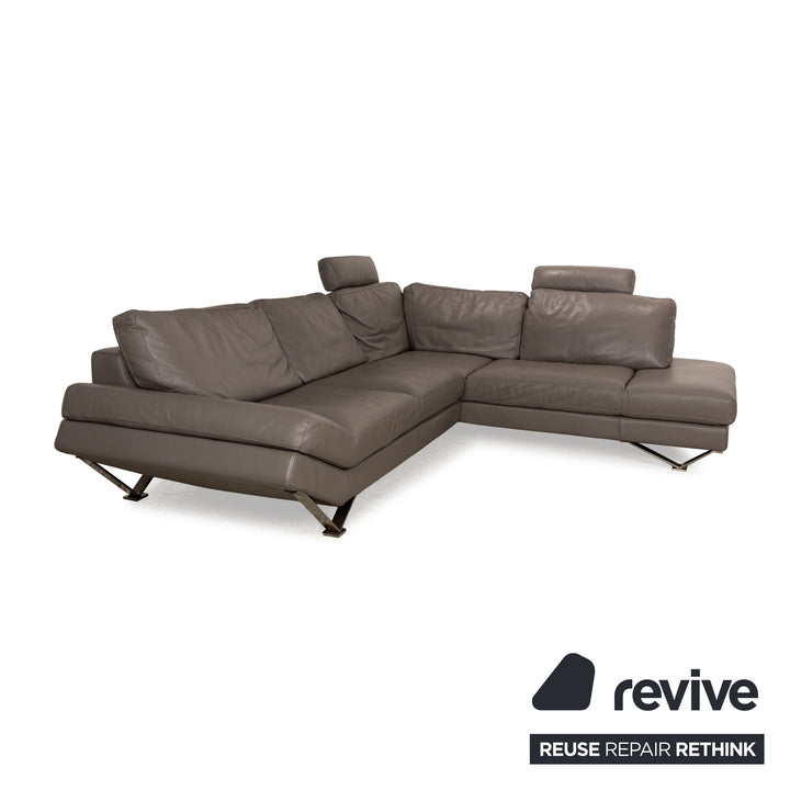 Natuzzi Relevé Leather Corner Sofa Grey Sofa Couch